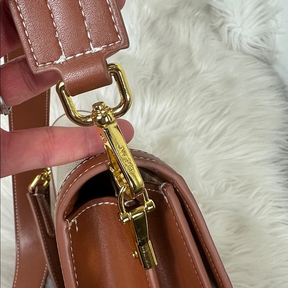 JW PEI Mini Flap Crossbody Beige Canvas & Vegan Camel Leather Trim Bag NWOT - Picture 12 of 15